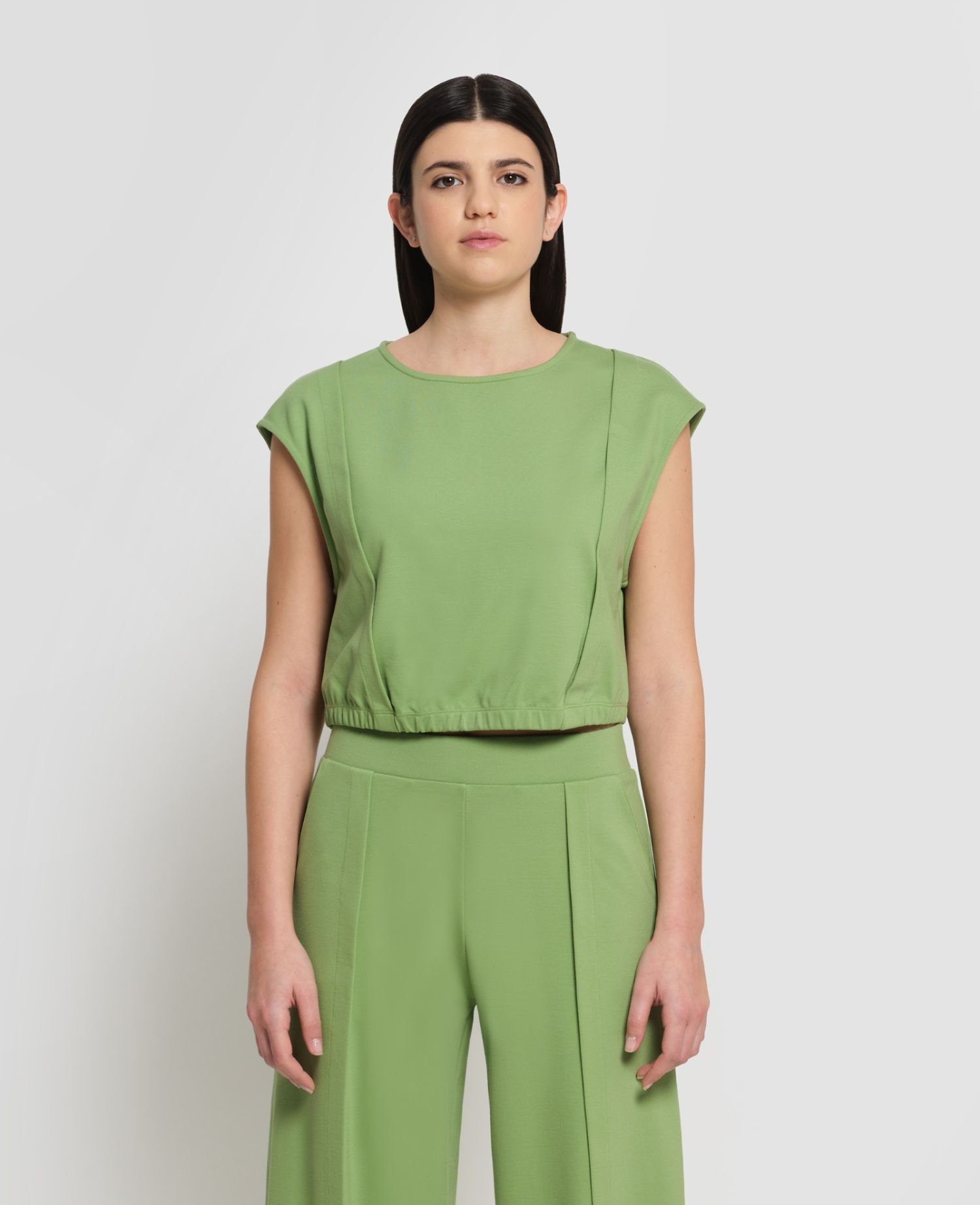 Cropped Casual T-Shirt Green