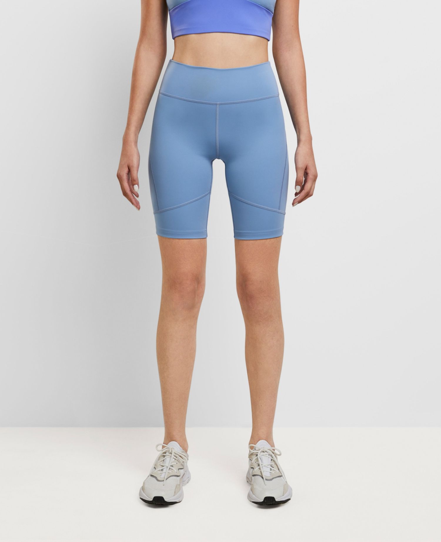 Essential Biker Shorts 8" Light Blue - Women