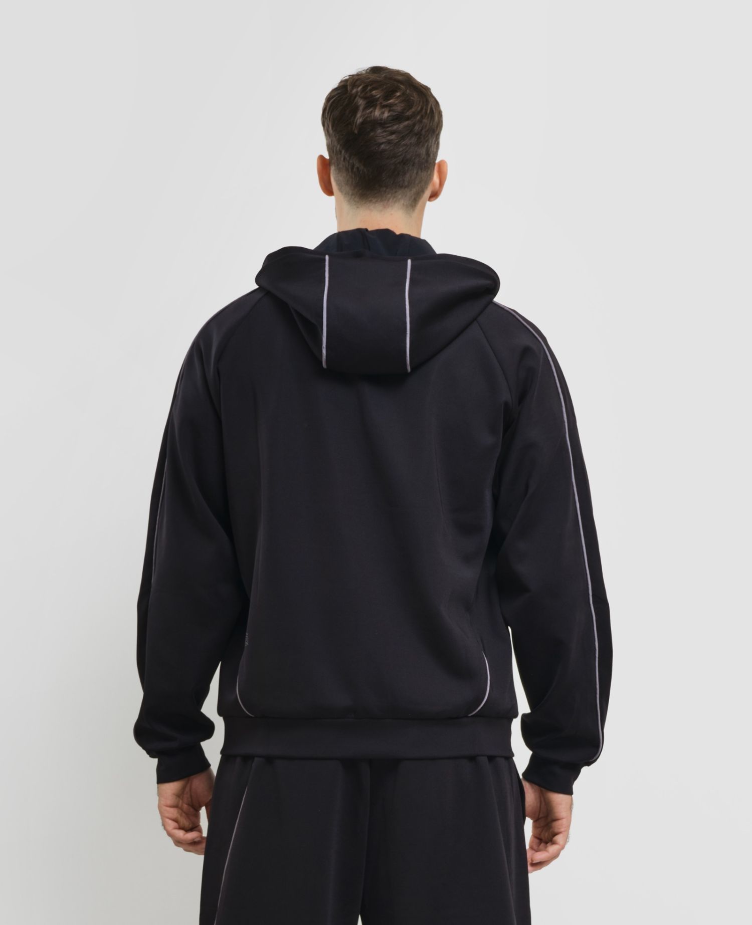 main product photo Piping Zip Hoodie Black