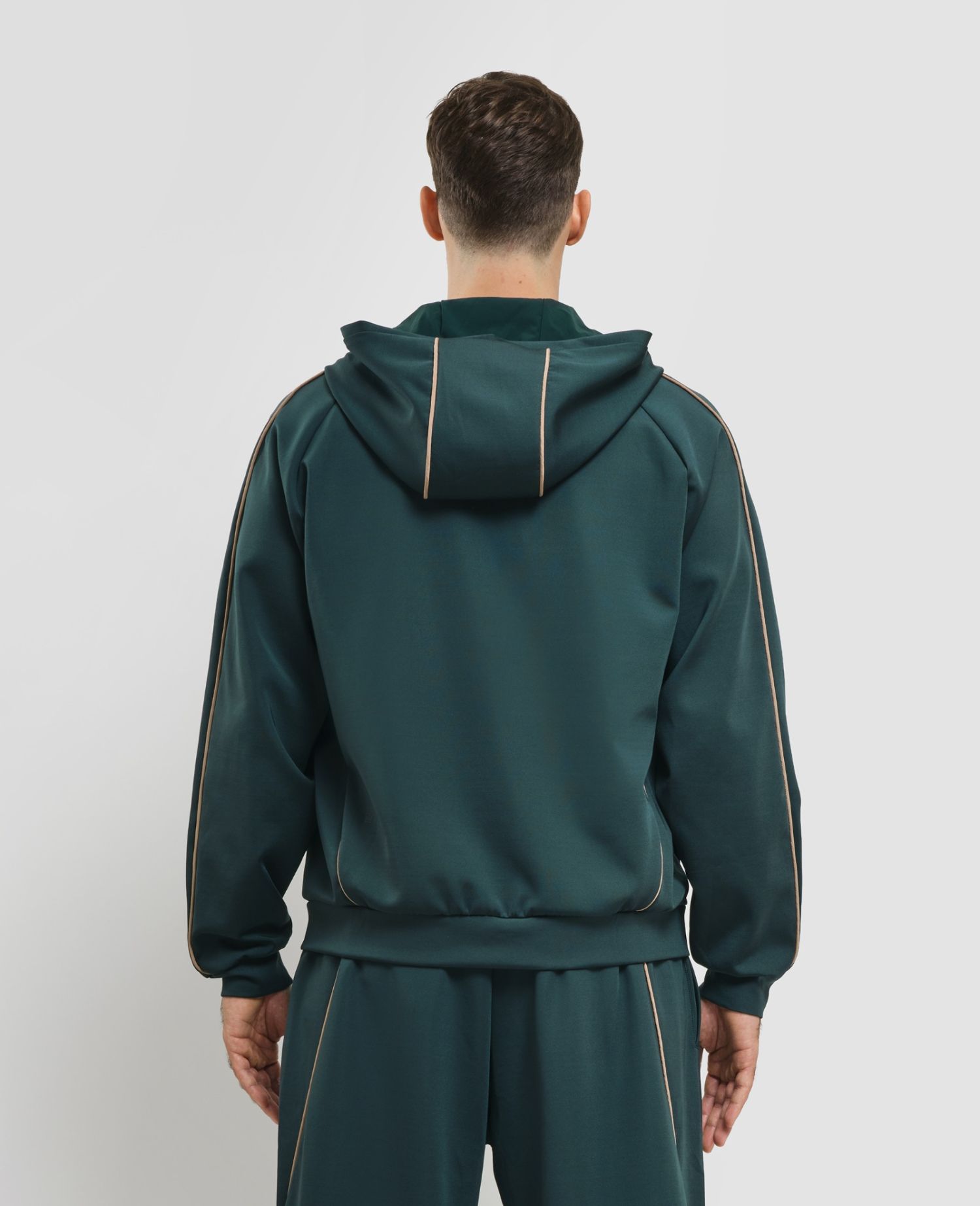 main product photo Piping Zip Hoodie Green