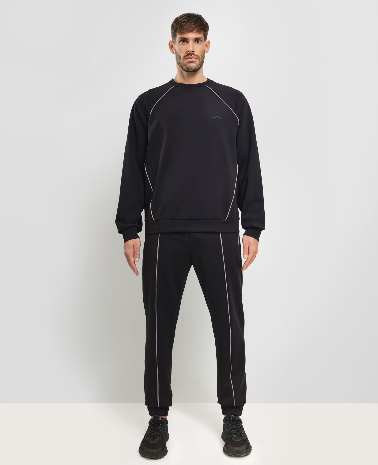 main product photo Piping Crewneck Sweatshirt Black