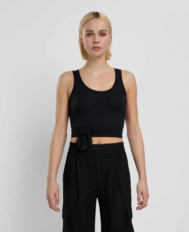 Essential Crossed Tank Top Black