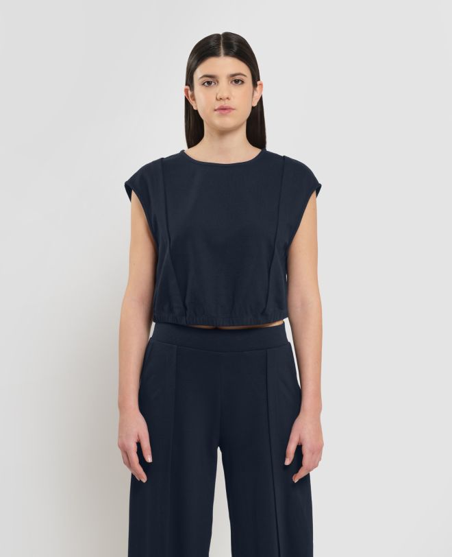 Cropped Casual T-Shirt Blue