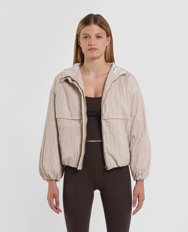 Ripple Hooded Jacket Beige