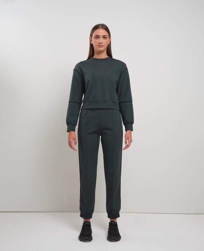 Piping Crewneck Sweatshirt Green