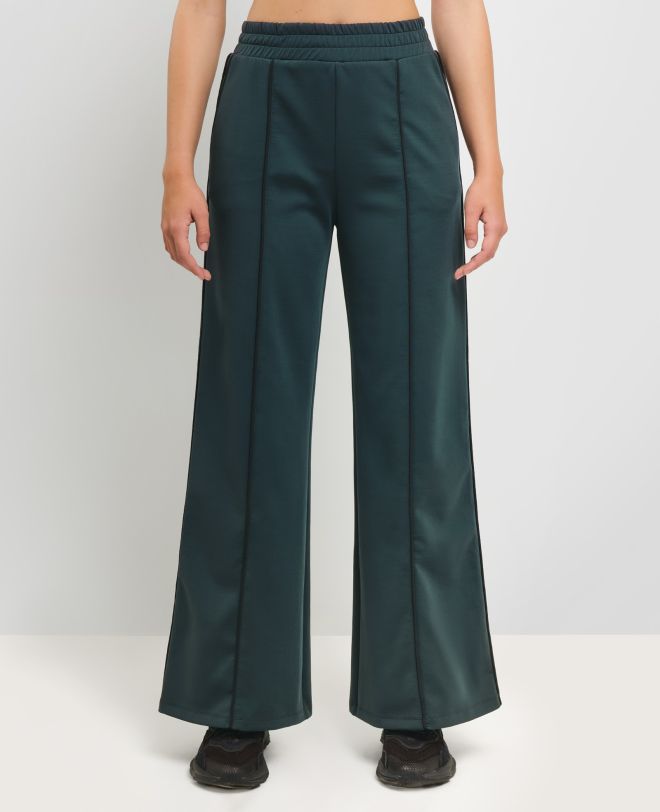 Piping Wide-leg Trousers Green