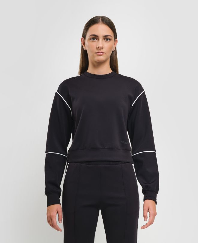 Piping Crewneck Sweatshirt Black