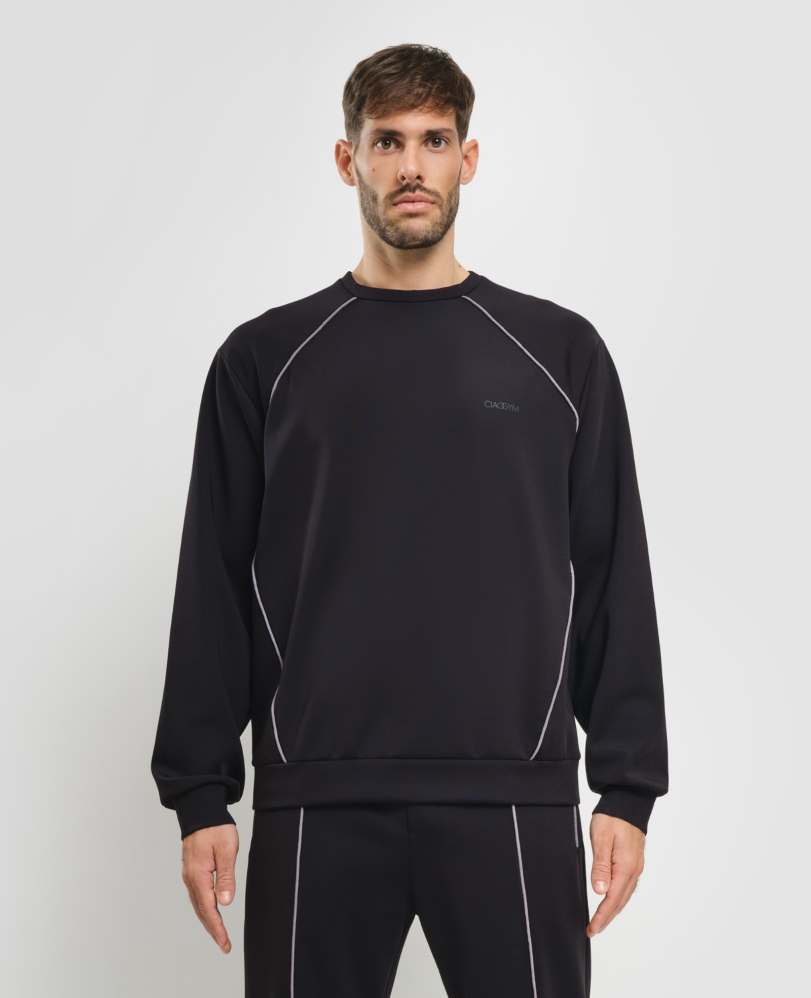 Piping Crewneck Sweatshirt Black